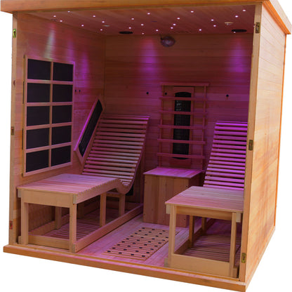 The Helius 2 Person Premium Indoor Red Cedar Far Infrared Sauna Lounge Chair Design