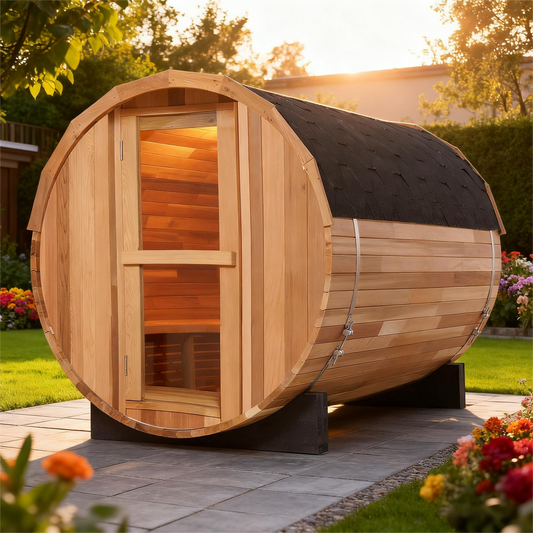 The Helius 4 Person Outdoor Red Cedar Barrel Steam Sauna